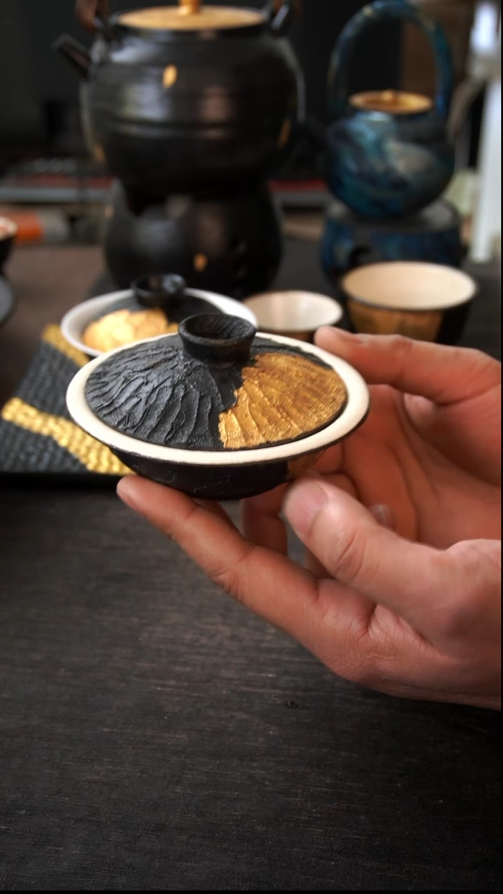 【闪购商品】其他大漆黑金盖碗517九泽茶器