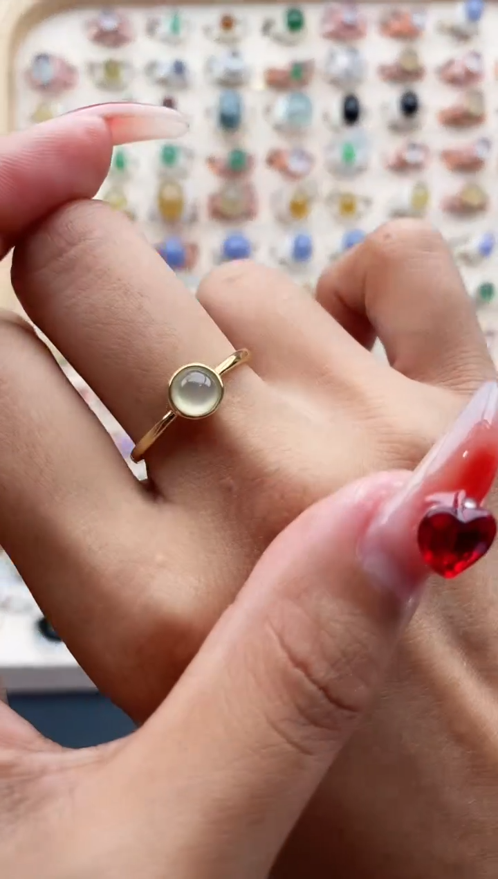 【闪购商品】翡翠戒指银S925镶嵌缅甸天然A货翡翠111   9-4