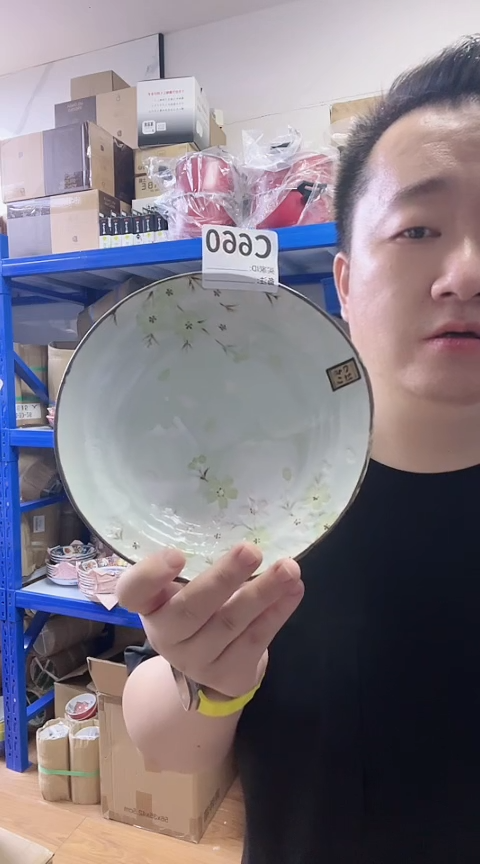 瓷片日本进口瓷器秋樱20CM盘一只C660