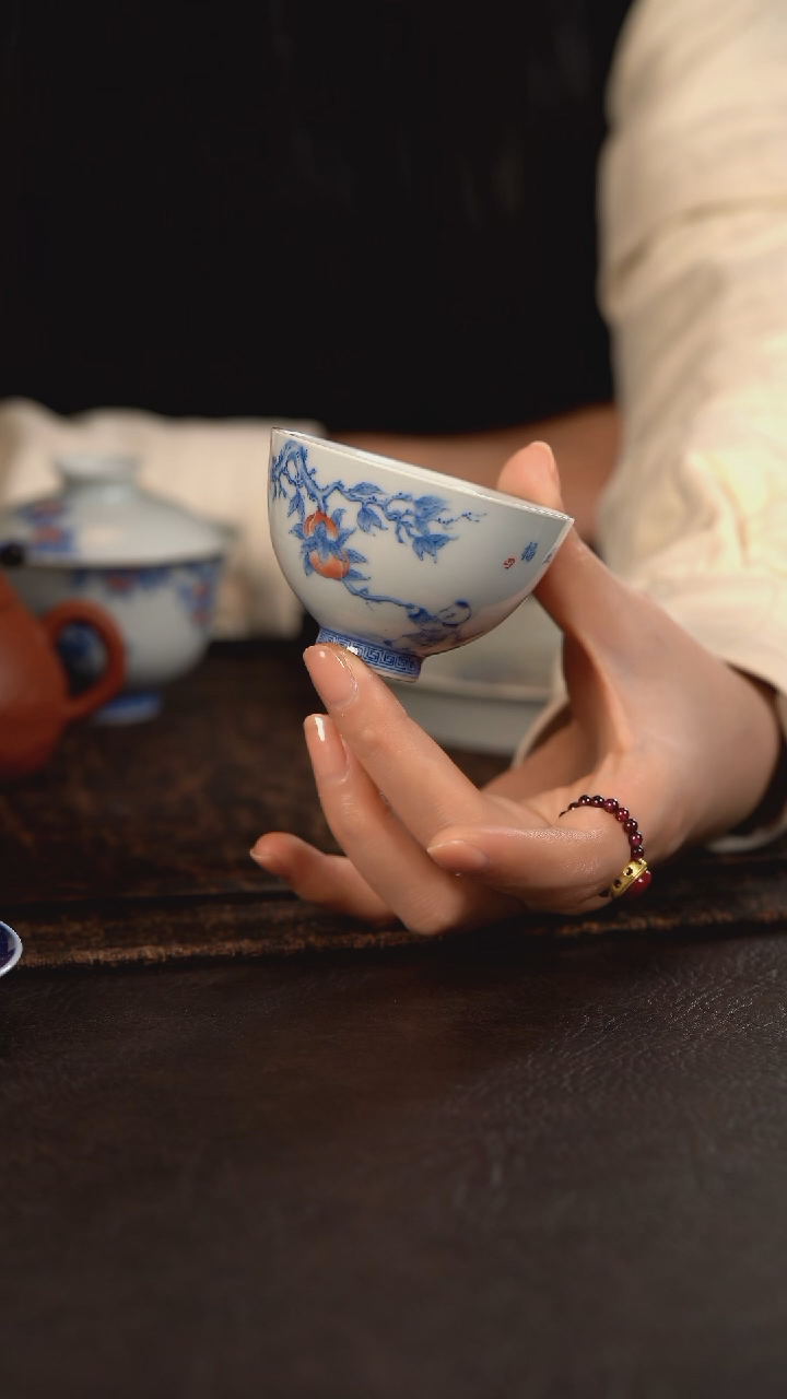 【闪购商品】杯聚澜堂九桃五福鸡心杯