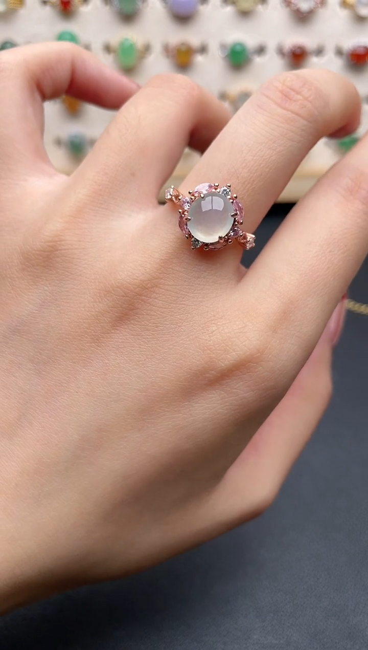 【闪购商品】翡翠戒指银S925镶嵌一物一证一礼盒