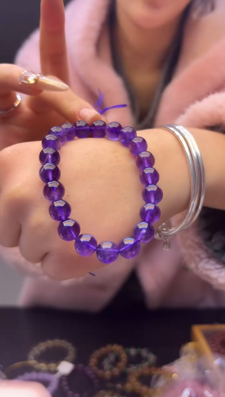 水晶摆件未镶嵌天然紫水晶手链