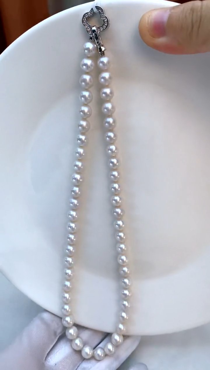 【闪购商品】淡水珍珠项链银S925镶嵌8-9