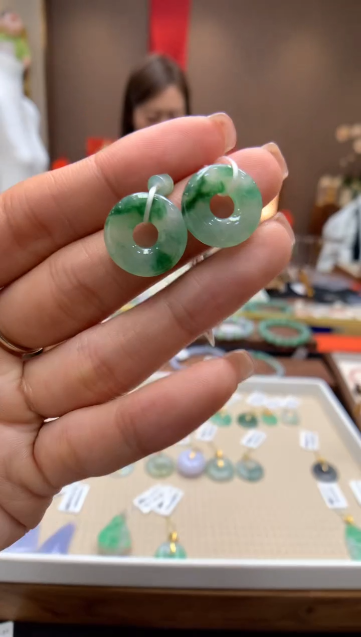 【闪购商品】翡翠颈饰未镶嵌平安扣 一对