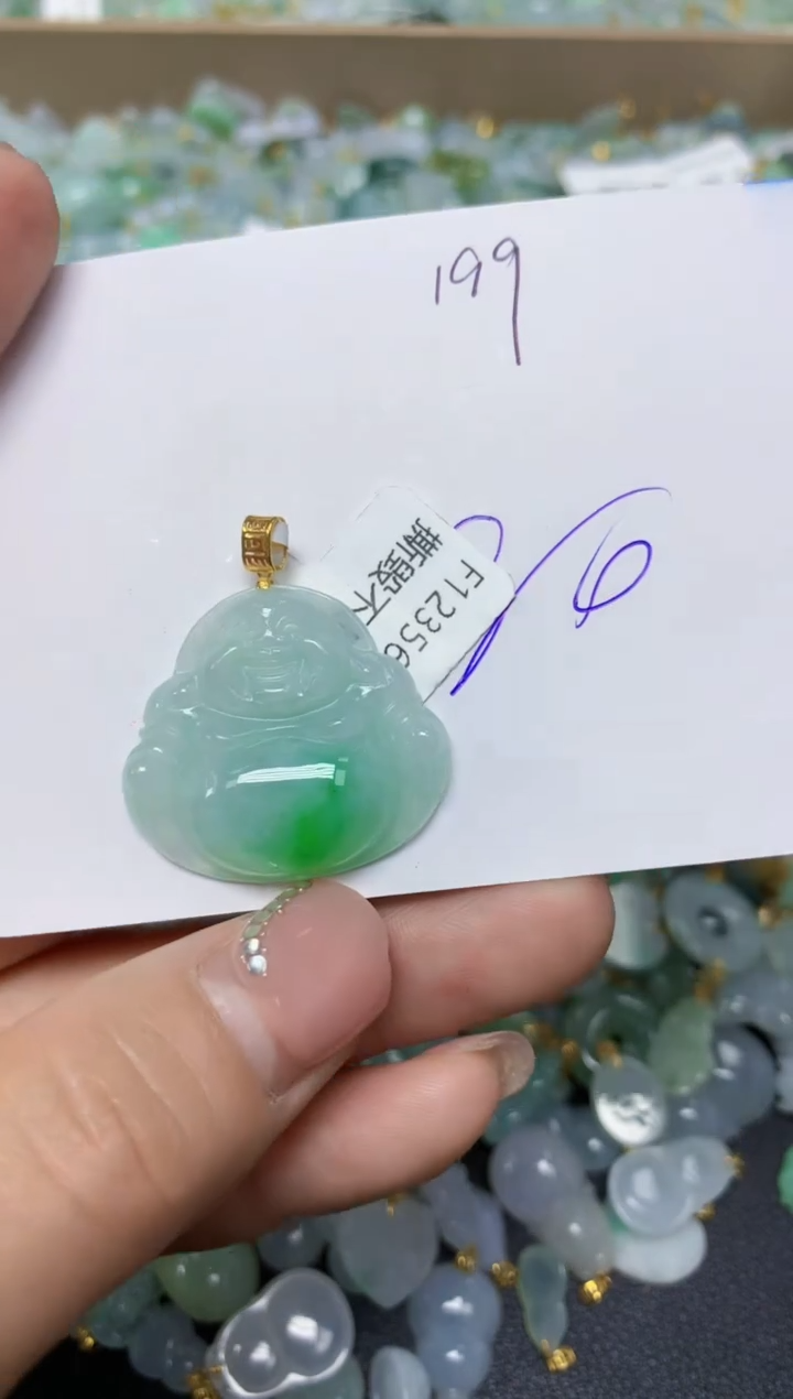 【闪购商品】翡翠挂件18K金镶嵌 天然翡翠A货