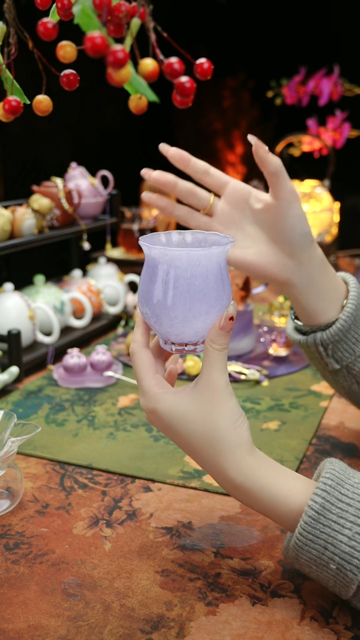 【闪购商品】紫色水晶琉璃水仙杯110cc@@@@@