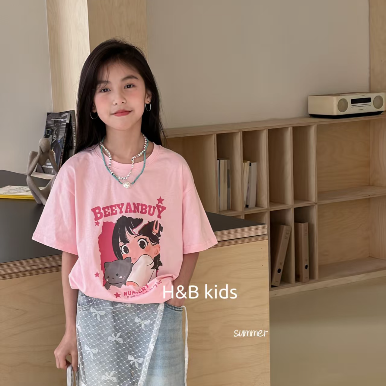 现货    亲子夏季儿童休闲女童男童短袖T恤8802