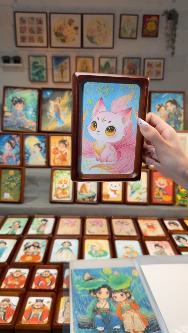国画粉狐狸 手绘国画6