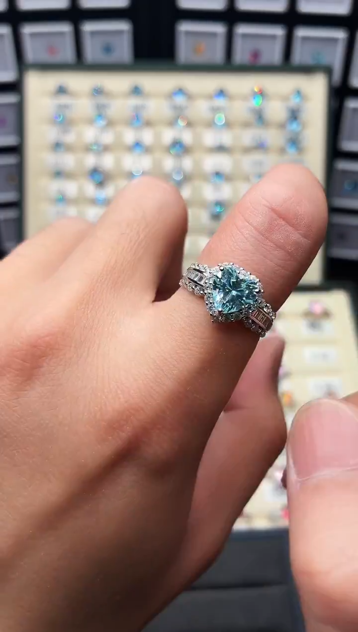 银S925镶嵌戒指海蓝宝石0004