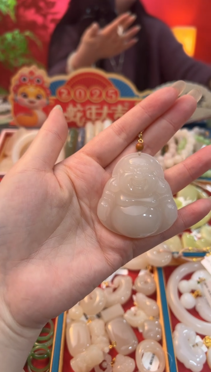 【闪购商品】南红玛瑙吊坠未镶嵌藕粉大肚佛公53mm