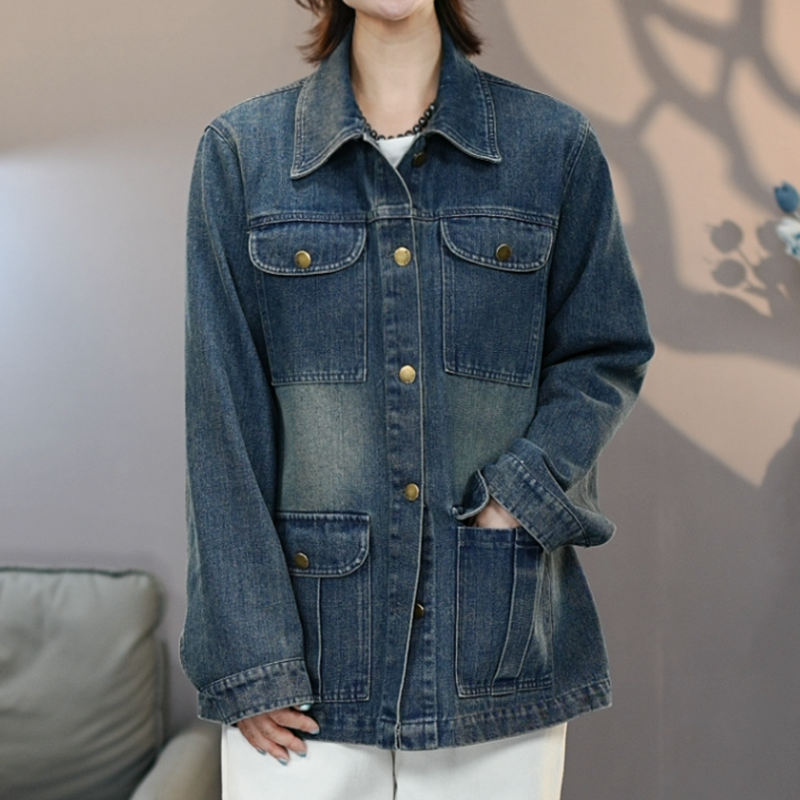 8925蓝色女士水洗牛仔外套2025新款百搭上衣显瘦牛仔风衣潮流