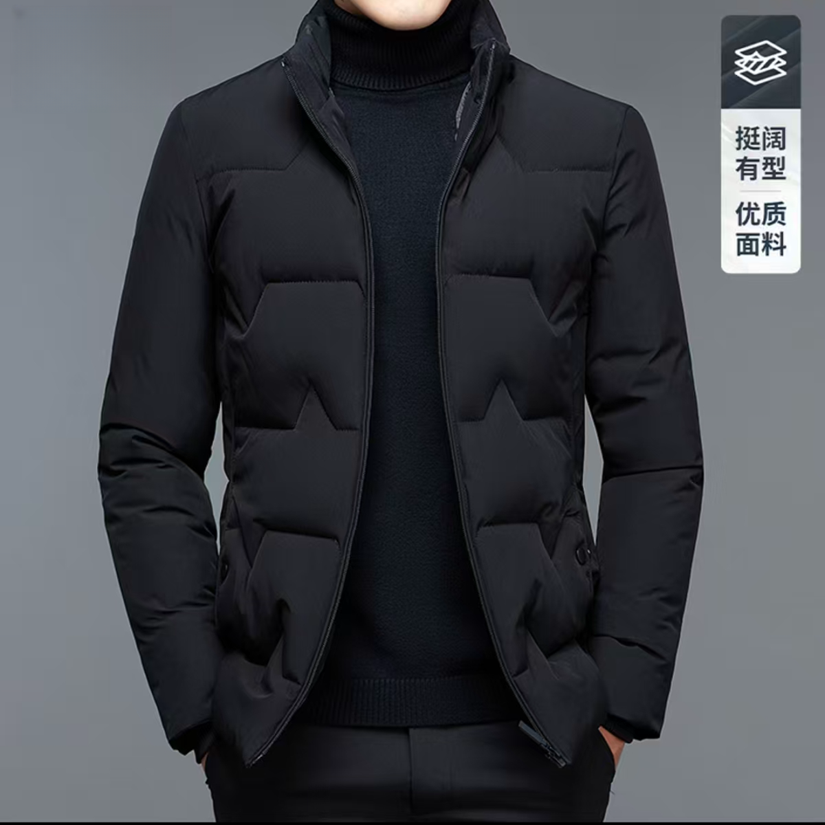 【爆款】男士棉衣秋冬新款棉服商务休闲加厚保暖中年冬装外套1889