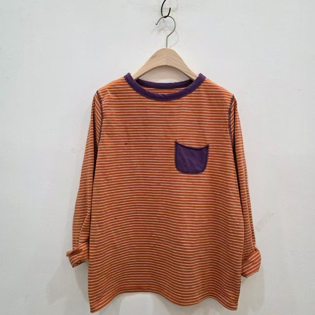 韩国正品不支持退换/衣柜/一个兜条纹长袖/1215/25