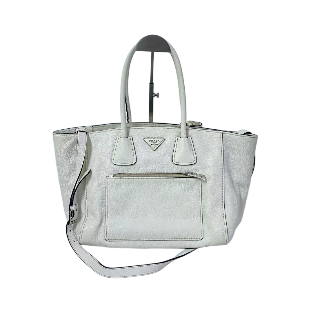 95新 Prada/普拉达 白色全皮手提斜挎包  BH-50834