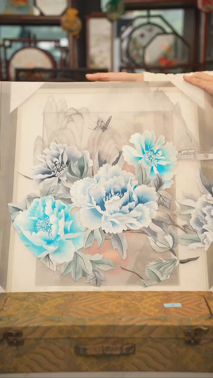 扇子苏绣绣片 50乘50