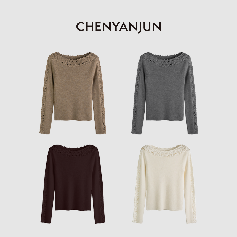 陈妍君【勾花】270克秋冬新款镂空1OO羊毛针织衫CYJ-KK396-574