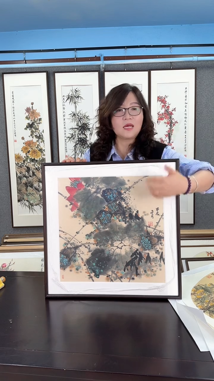 【闪购商品】国画实木装裱   墨荷  60*60