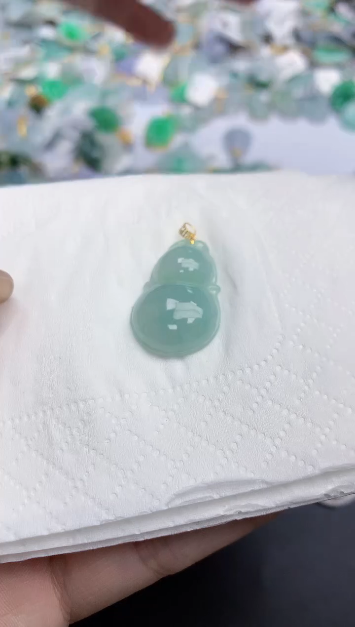 【闪购商品】翡翠颈饰18K金镶嵌天然缅甸翡翠A货