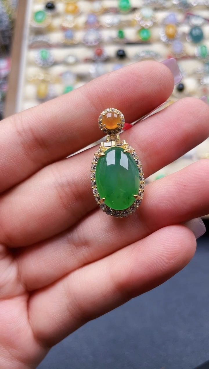 颈饰银S925镶嵌翡翠175