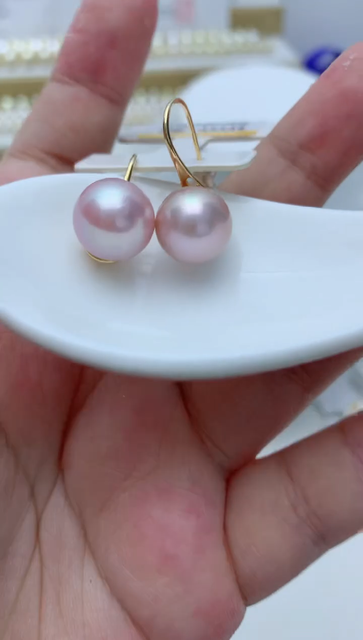 银S925镶嵌淡水珍珠耳饰e8 