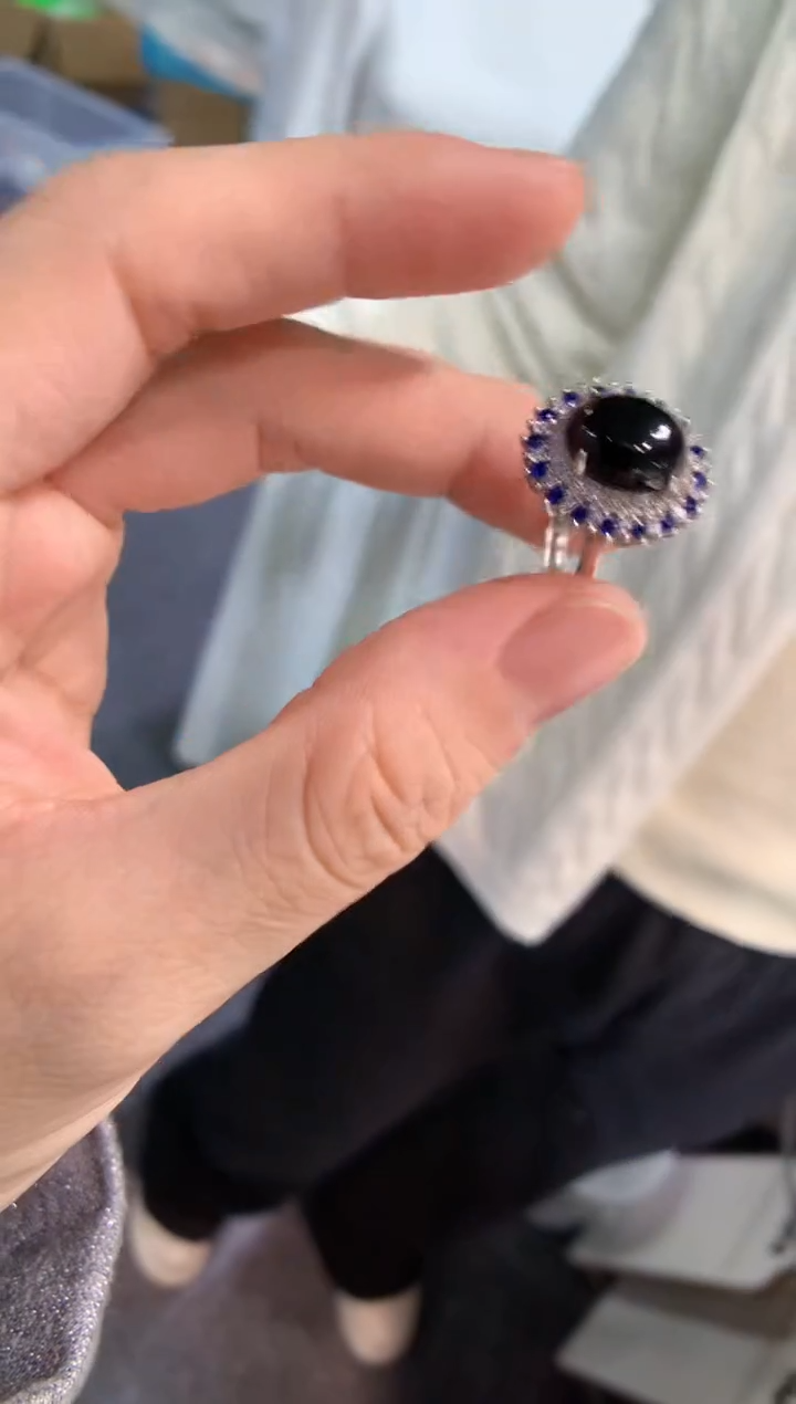 银S925镶嵌戒指翡翠戒指