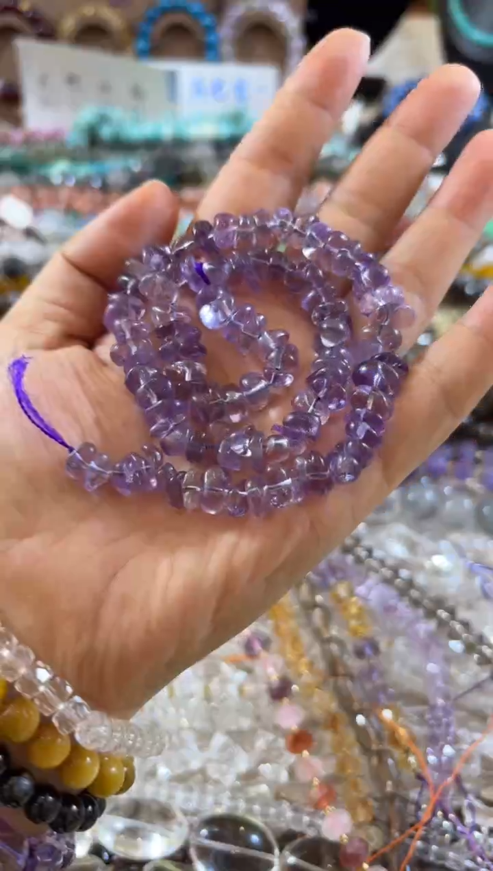 未镶嵌珠宝半成品水晶紫水糖豆