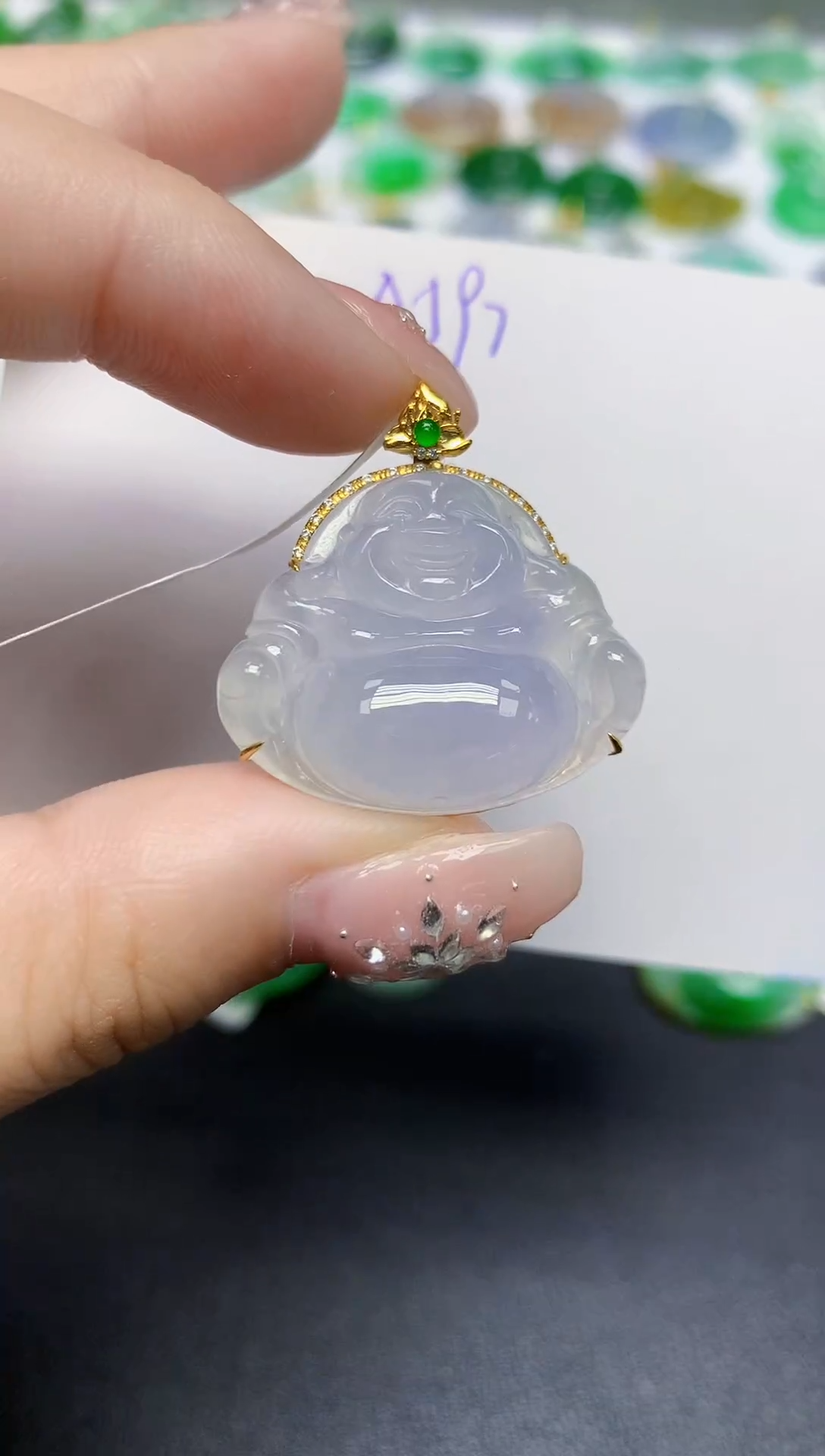 颈饰18K金镶嵌翡翠天然缅甸翡翠A货翡翠百元以上9元证书费自理