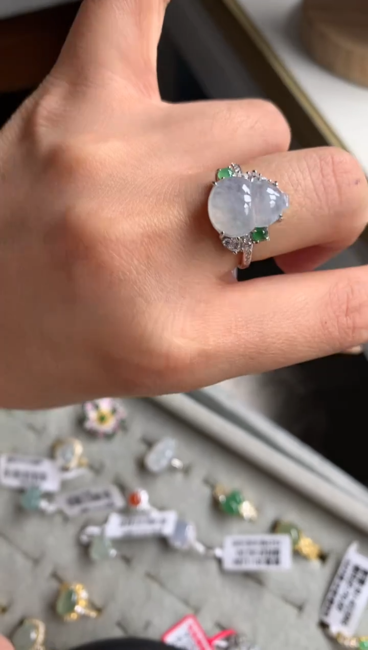银S925镶嵌戒指翡翠158