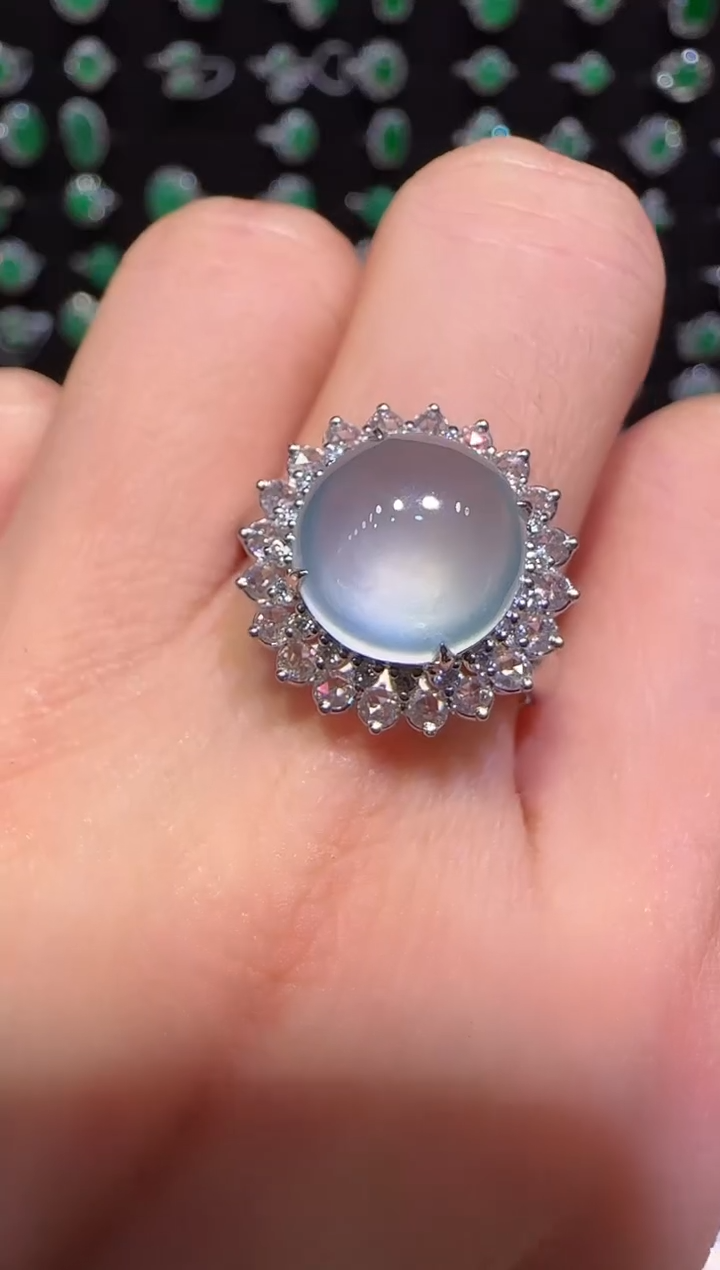 【闪购商品】翡翠戒指18K金镶嵌戒指15800分9000