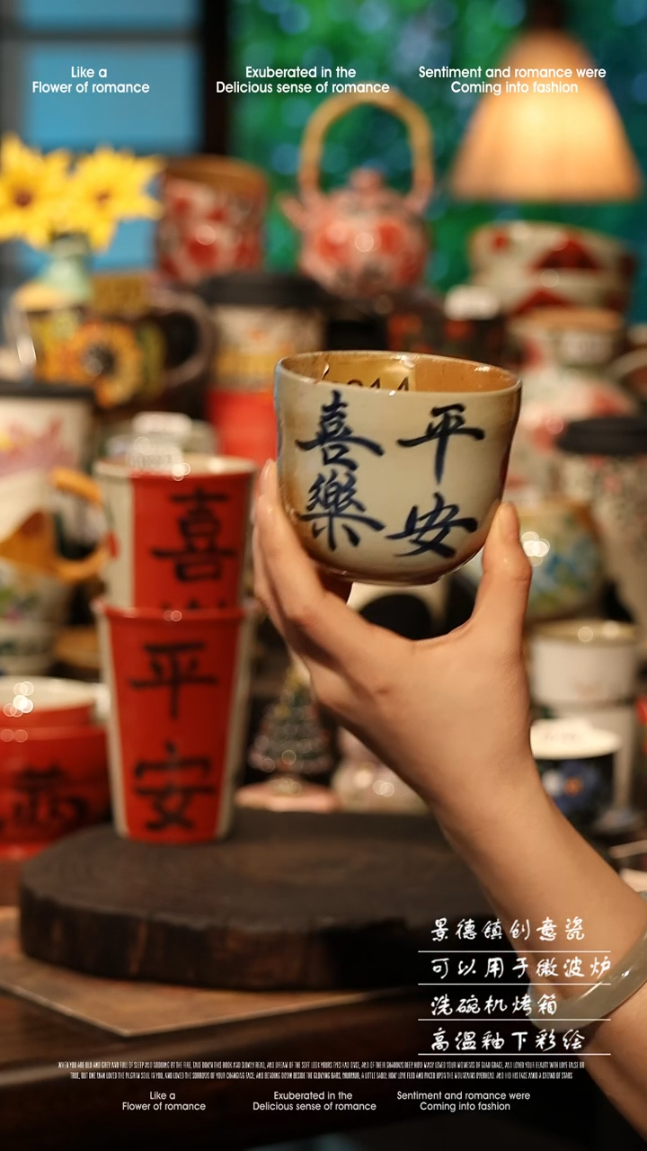 陶瓷景德镇高温釉下彩手工手绘款式@A0814@