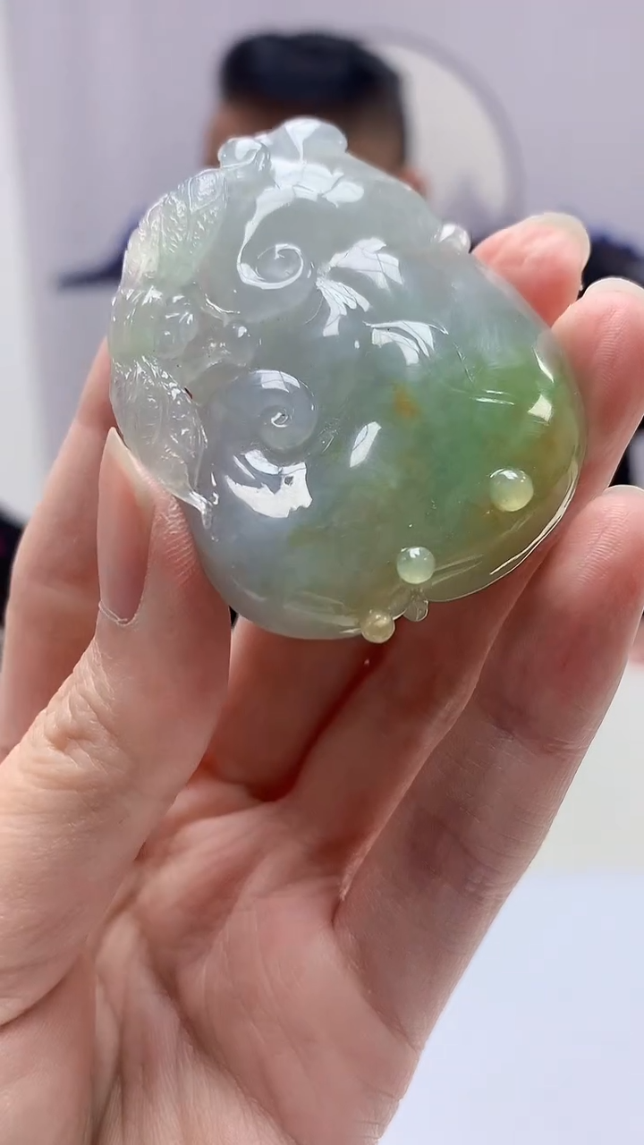 【闪购商品】定制翡翠未镶嵌4969zm-毛货挂件如意190