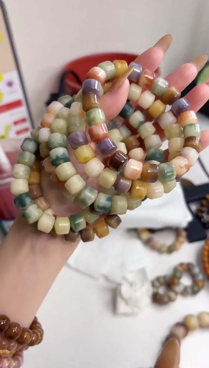 手串菩提根/象牙果s43玉化花皮金轮10*11mm手串瑕疵不补随机