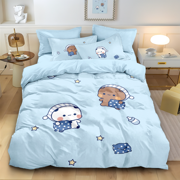 一二布布全棉四件套学生宿舍可爱情侣双人床上用品床单床笠被套