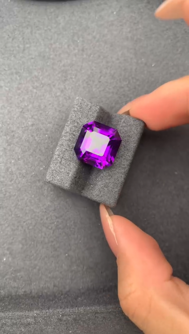 未镶嵌珠宝半成品紫晶9.2ct紫水晶  FH 定制