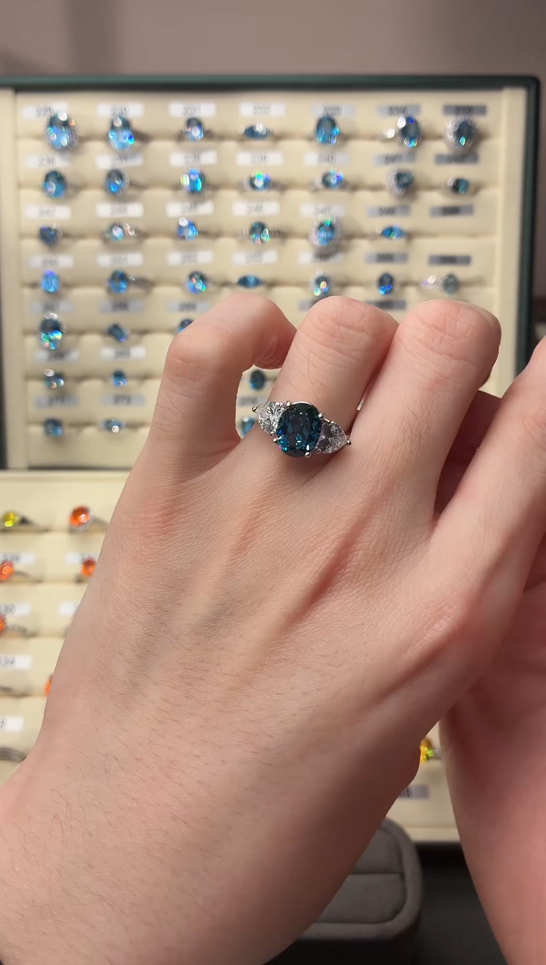 银S925镶嵌戒指海蓝宝石0000