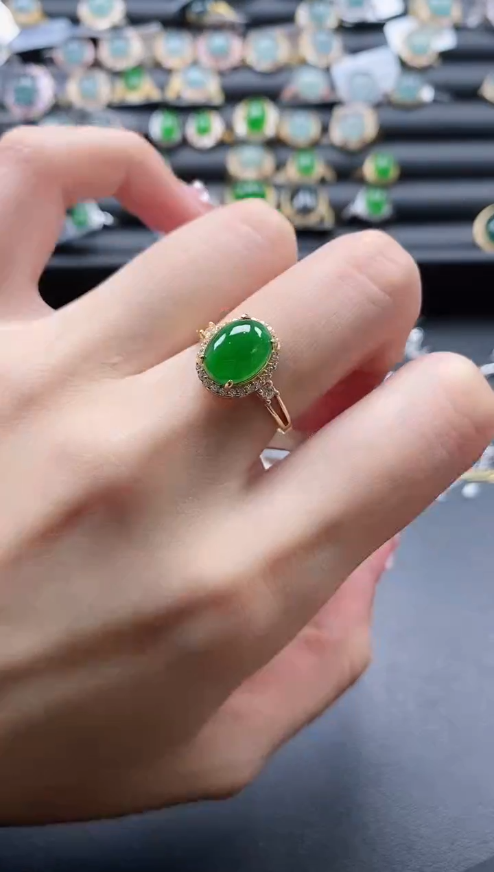 【闪购商品】翡翠戒指银S925镶嵌5151