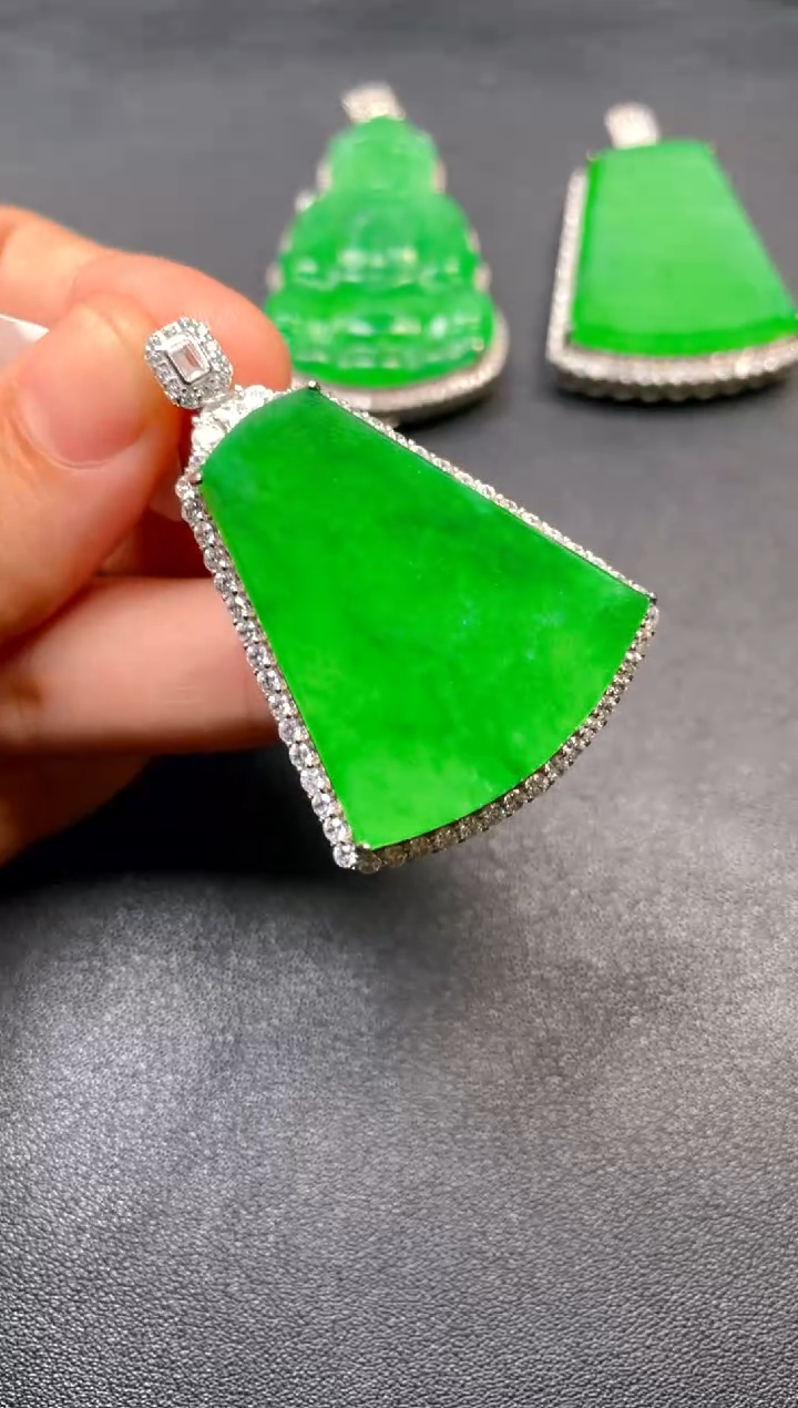 吊坠(不含链)银S925镶嵌翡翠吊坠