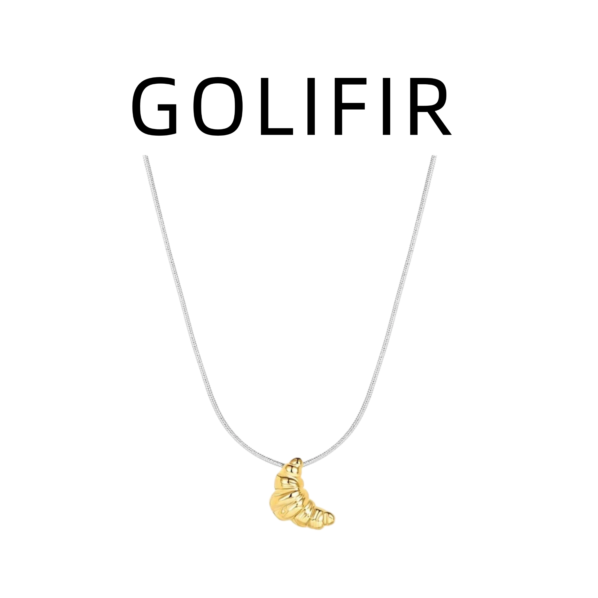 合金项链 【GOLIFIR】少女风合金牛角包个性设计感复古精致X133