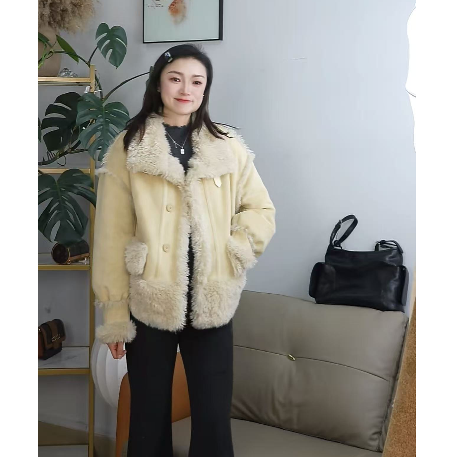 #578#皮绒皮毛一体羊羔毛外套 #87056#DP