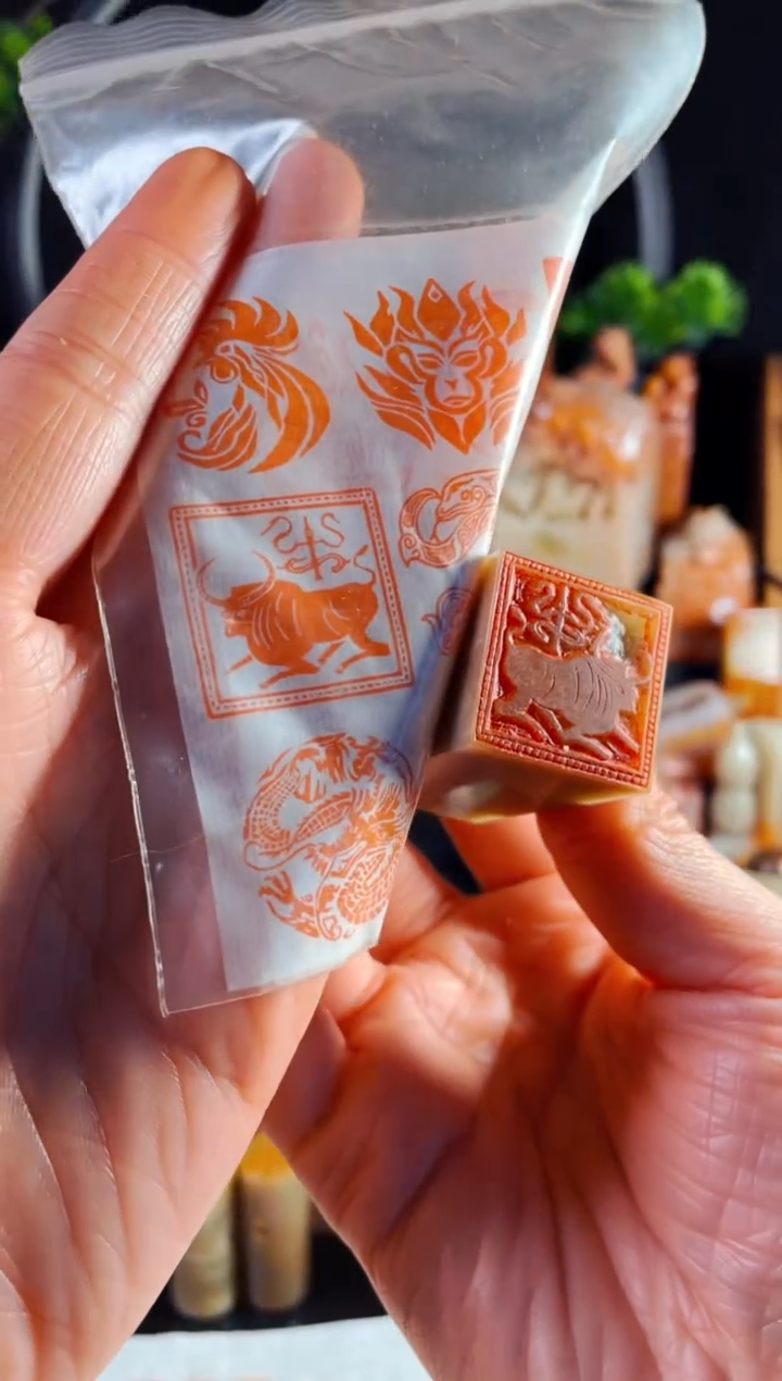 巴林石印石手工篆刻《牛》2.5 巴林