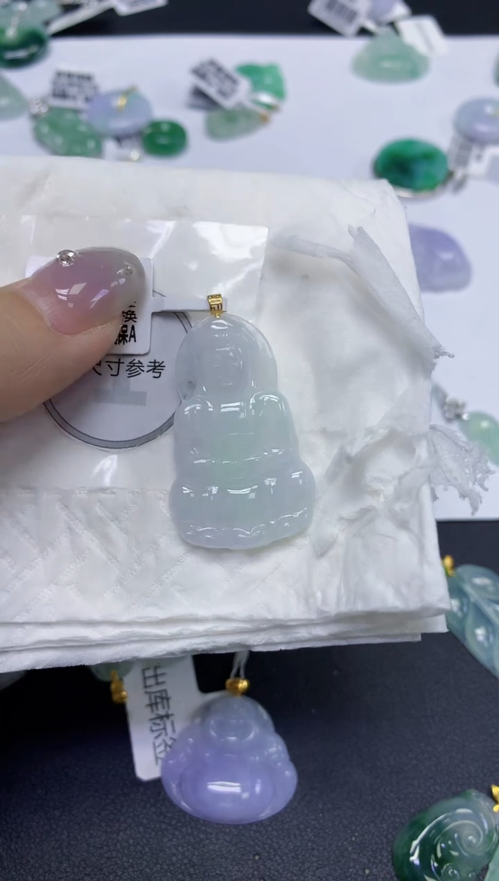 颈饰18K金镶嵌翡翠天然缅甸翡翠A货百元以上9元证书费自理