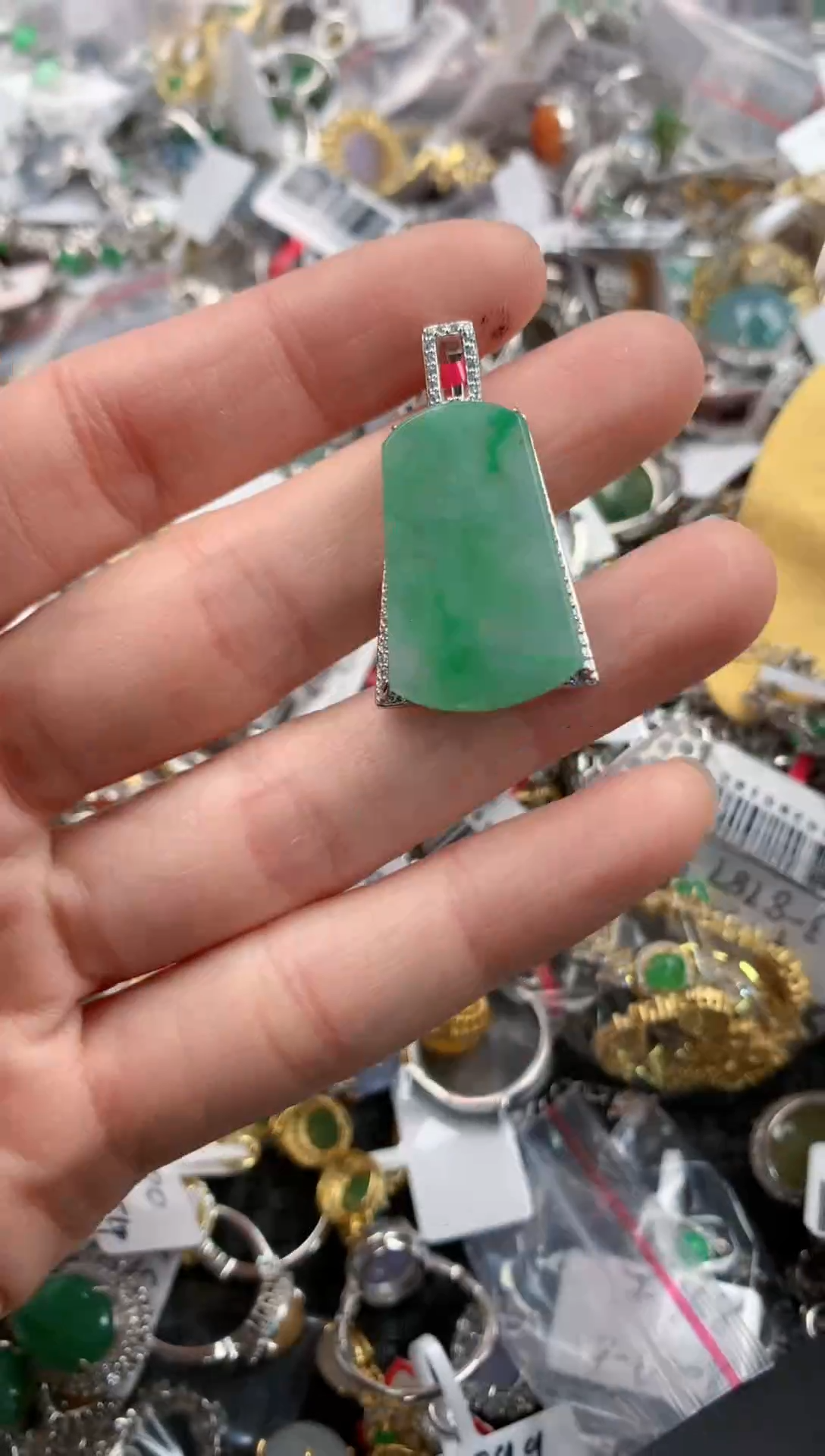 银S925镶嵌戒指翡翠陈**陈222   4