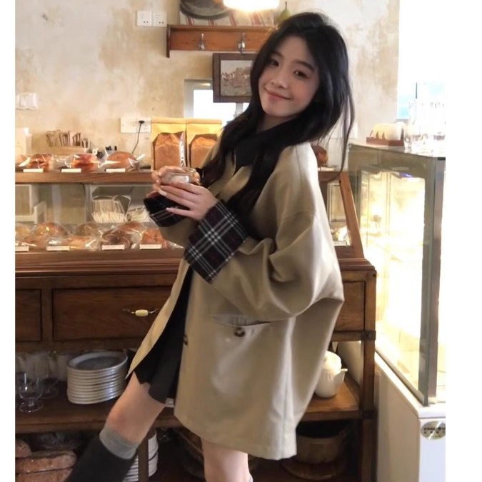 卡其色中长款风衣外套女2025春秋新款爆款小个子韩系高级感英伦风