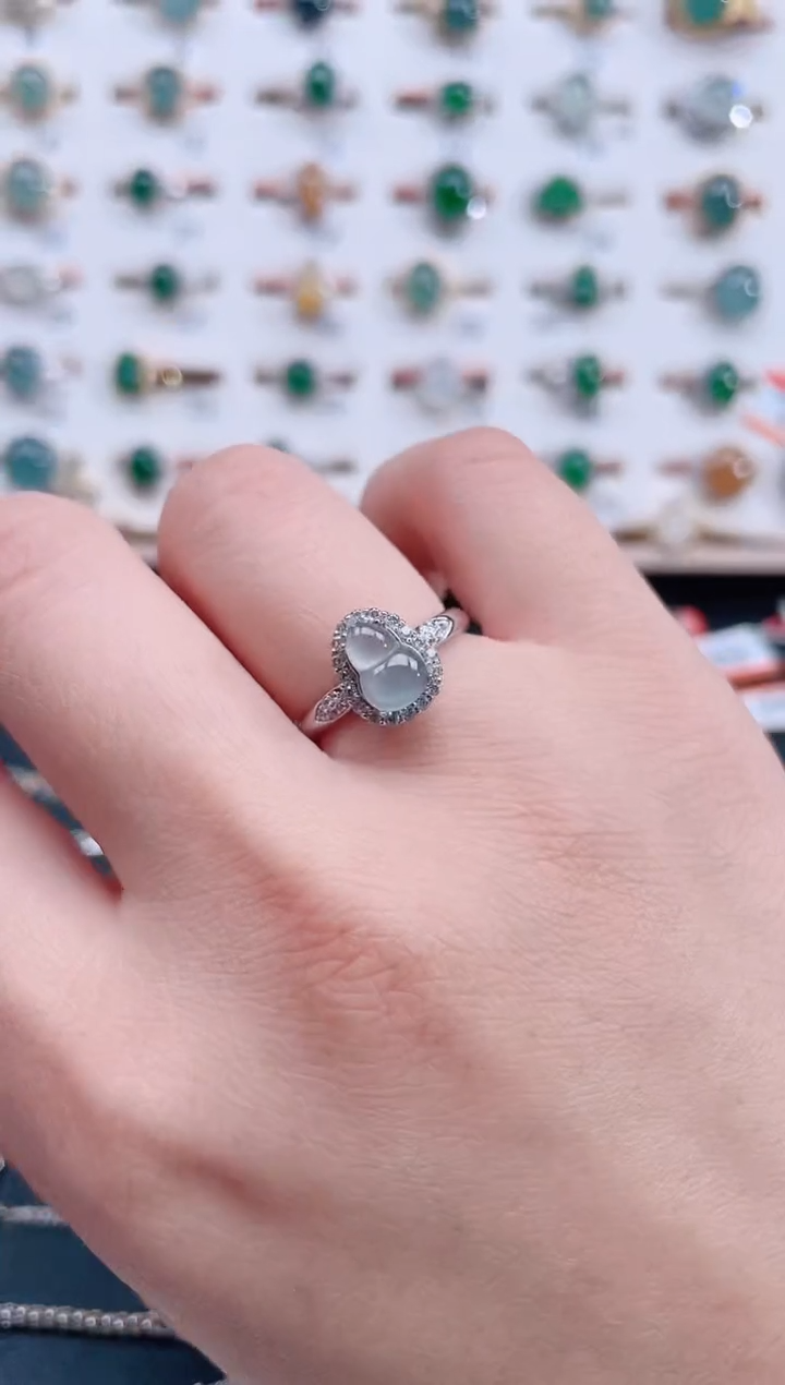 银S925镶嵌戒指翡翠天然翡翠