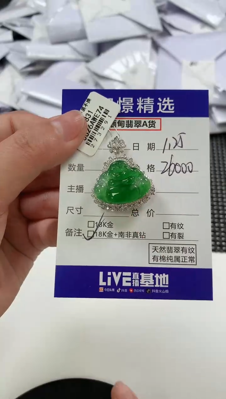 【闪购商品】翡翠颈饰18K金镶嵌60          