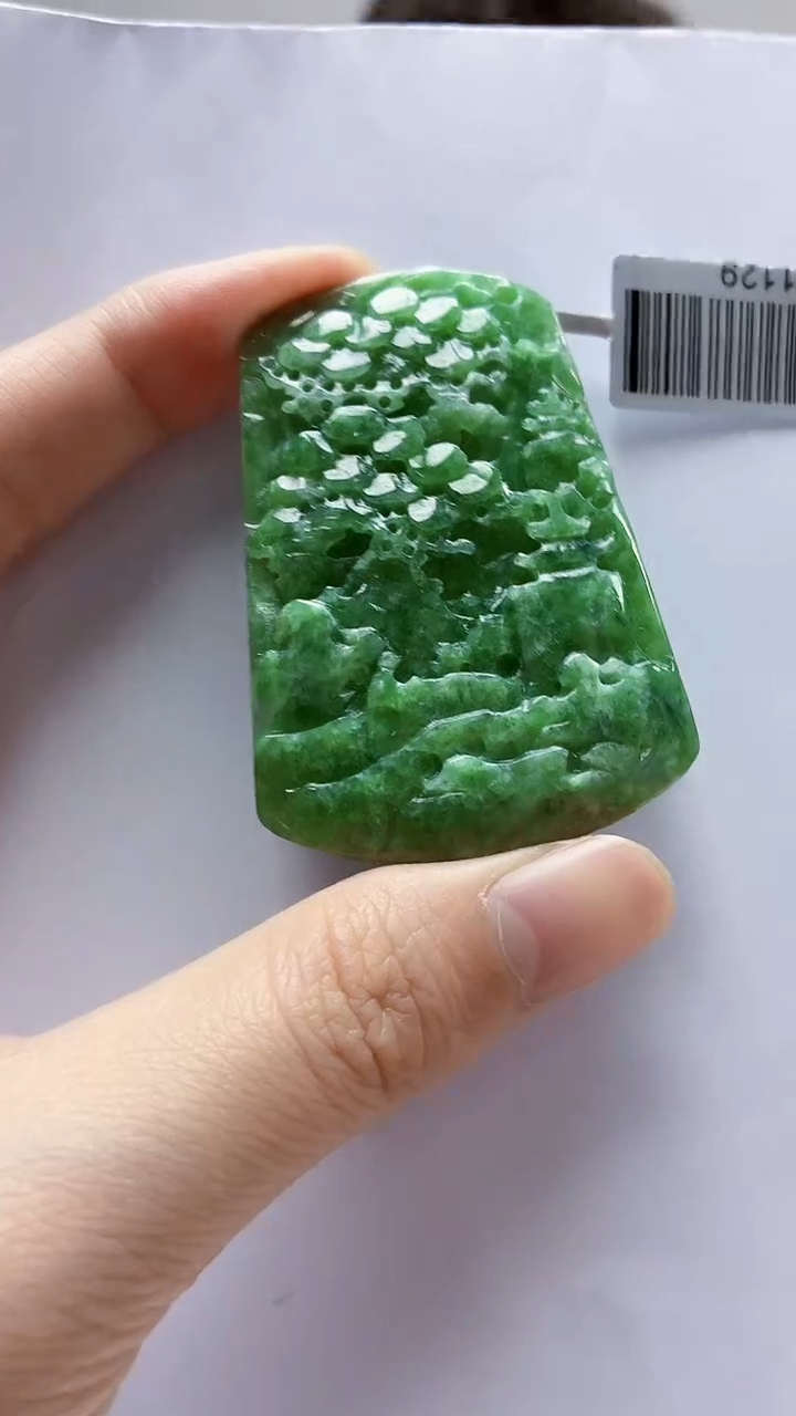 未镶嵌定制翡翠4688zm-毛货挂件山水57