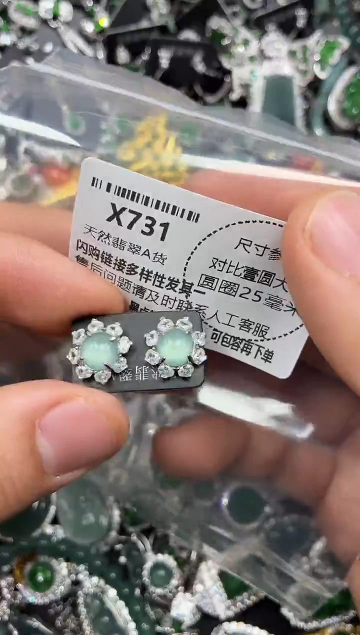 颈饰未镶嵌翡翠X731耳钉