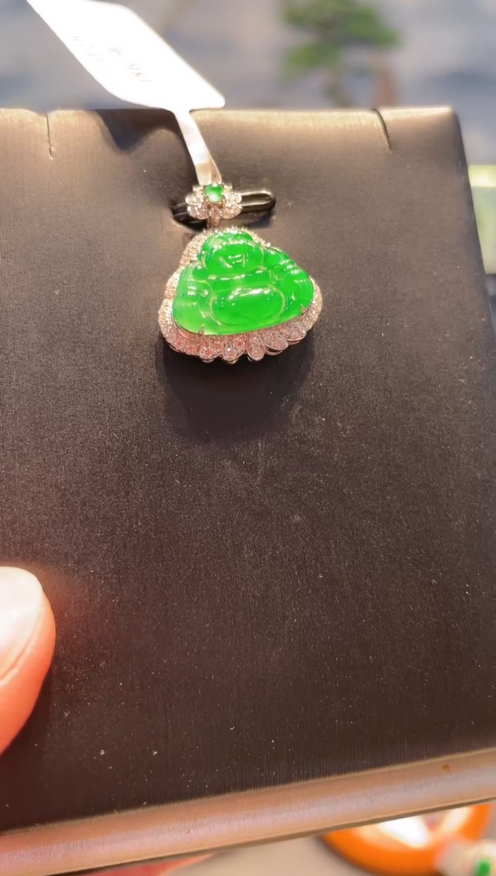 【闪购商品】翡翠颈饰18K金镶嵌A85天然A货翡翠