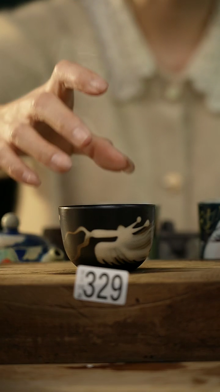 【闪购商品】瓷片游龙 主人杯 设计师 牧渔 款