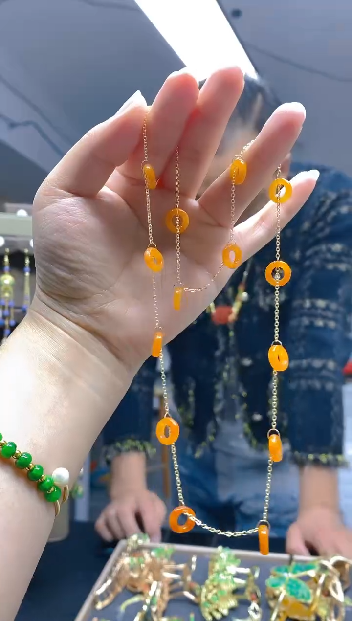 【闪购商品】翡翠耳饰合金86翡翠锁骨链